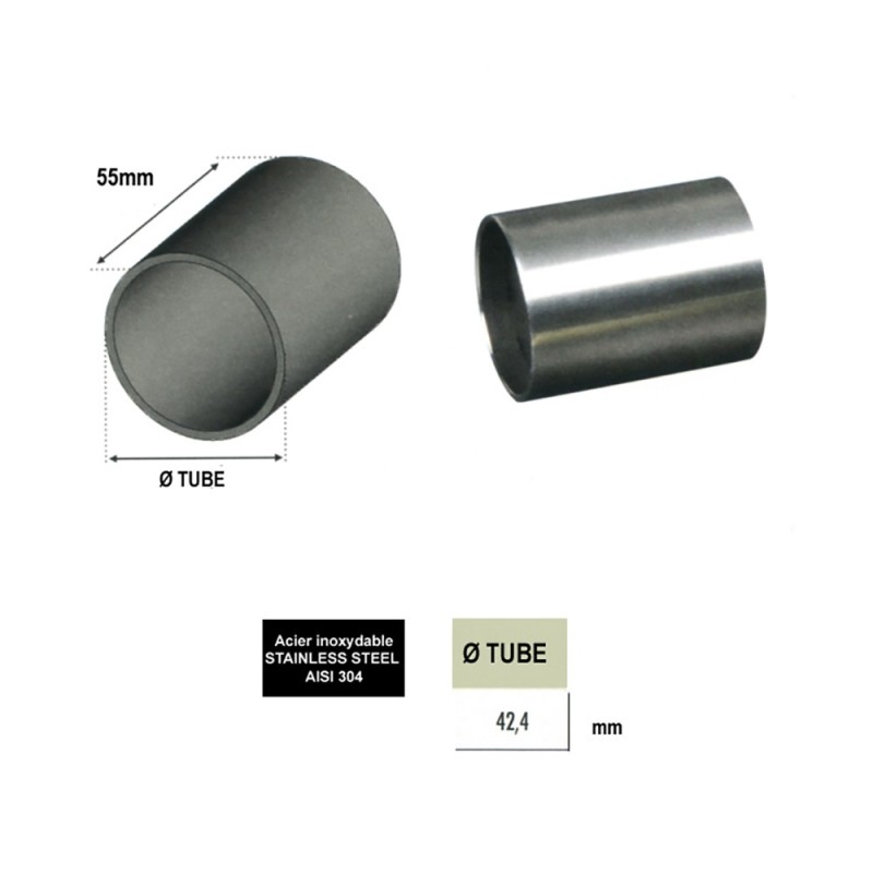 Connecteurs union inox 304 et 316 de mains courantes bois Ø42mm