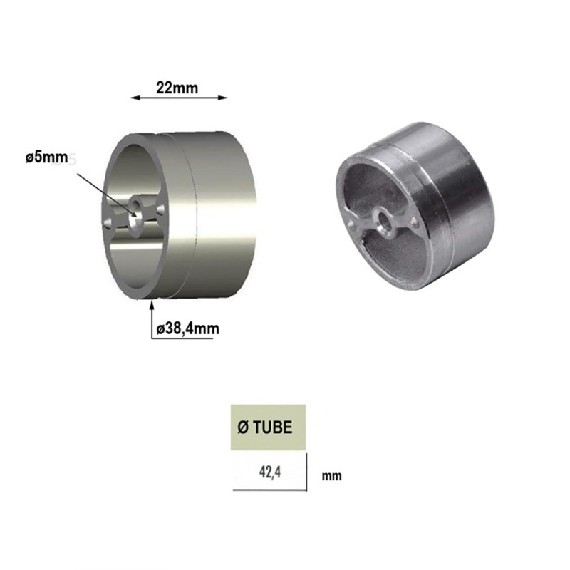 Pièce d'adaptation de connecteur inox et mains courantes bois 42mm