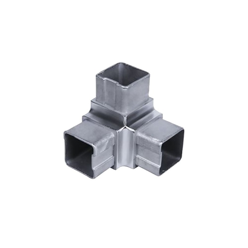 Connecteur 3 axes en acier inox 316 pour tubes carrés de 40x40x2