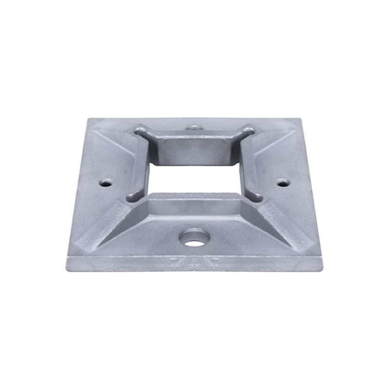 Plaque de fixation en acier inox AISI316 pour poteau tube de 40x40