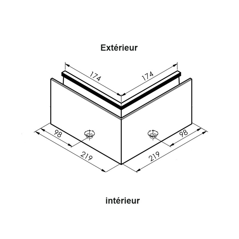 Profils d'angles intérieur ou extérieur pour rails alu fixation au sol