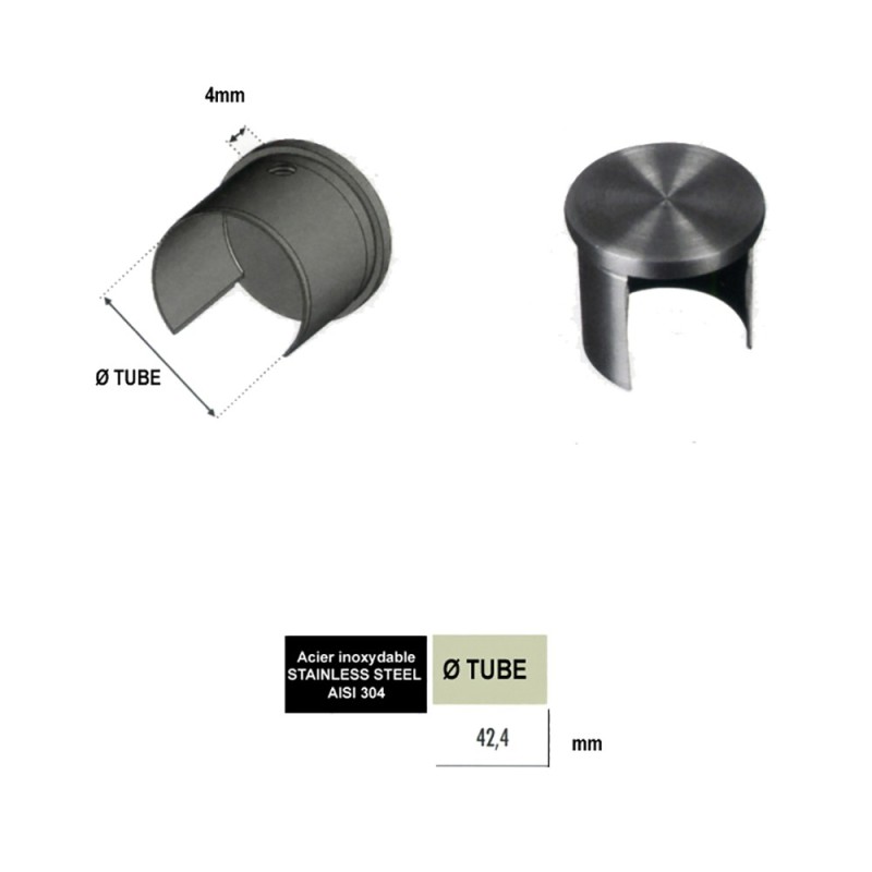 Bouchons pour tubes de mains courantes Ø42,4mm de garde-corps