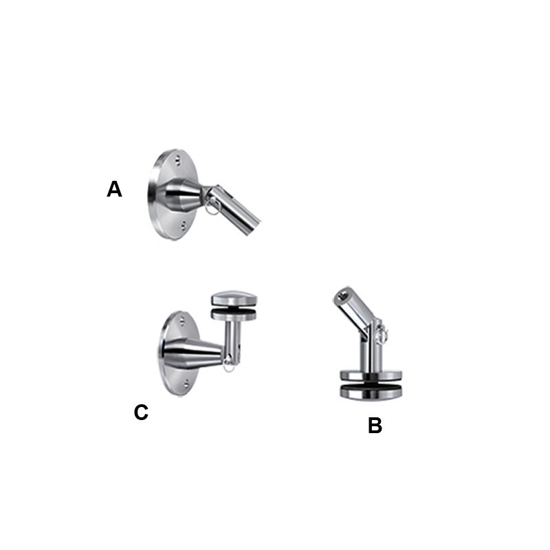Ensemble 3 pièces supports en acier inox 316 pour marquises verre