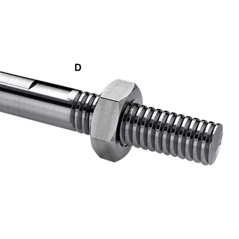 Axes tirants Ø12mm en acier inox 316 pour marquises en verre