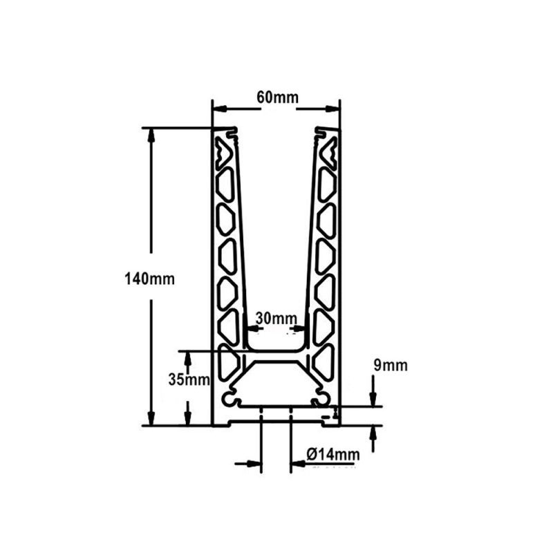 Profils aluminium pour garde corps en verre 12,76mm à 21,52mm