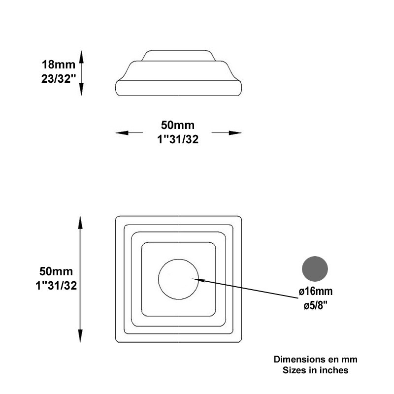 Cache scellements carrés en acier forgé 80 à 100mm pour 30 à 50mm