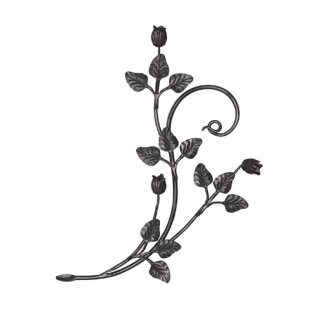 Branche de rosier avec feuilles et roses Hauteur 600x400mm ø10mm