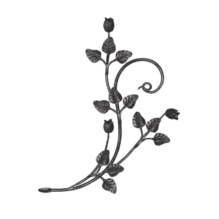 Branche de rosier avec feuilles et roses Hauteur 600x400mm ø10mm