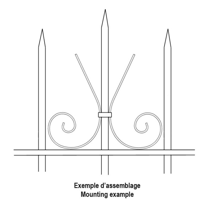 Volutes pour hauts de clôtures en forme de demi C h117mmx116mm