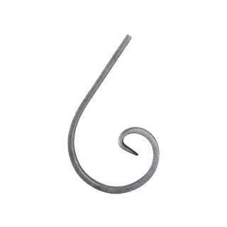 Volute en fer forgé en forme de demi C bouts amincis 135x80mm