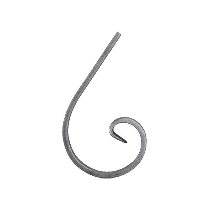 Volute en fer forgé en forme de demi C bouts amincis 135x80mm