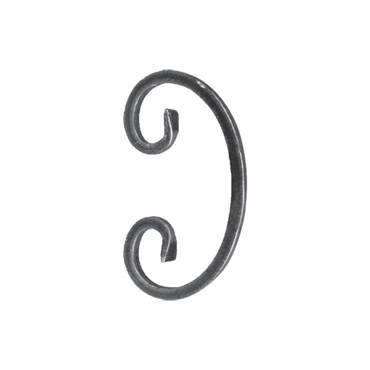 Volutes en forme de C en fer forgé extrémités lisses H135x75mm