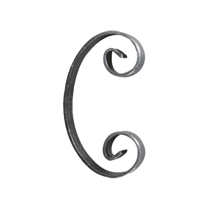 Volutes en forme de C en fer forgé extrémités lisses H140 à 220mm