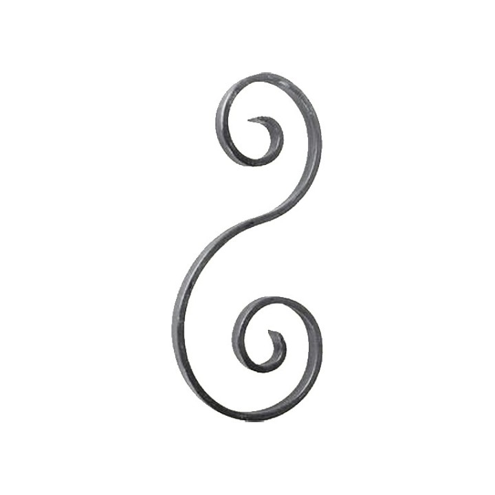 Volutes en forme de S en fer forgé extrémités lisses H220à360mm