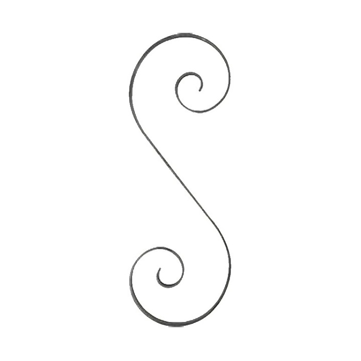 Volutes en forme de S en fer forgé extrémités lisses H330à360mm