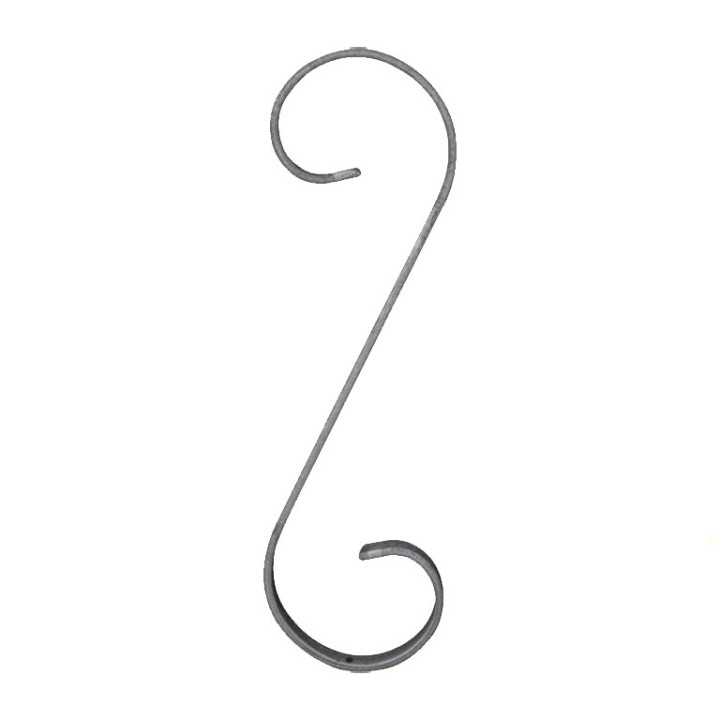 Volute en forme de S acier plat de 12x5mm, hauteur 270mm x 90mm