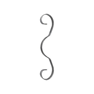 Volute décorative en acier plat 12x3mm hauteur 245mm x 48mm