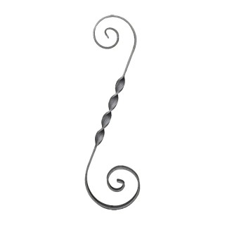 Volute en forme de S torsadée bouts lisses 350x100mm plat 16x4mm
