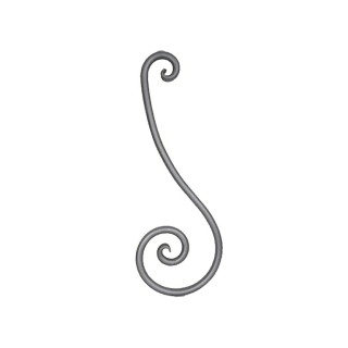 Volute grande taille isolée en rond ø25mm hauteur 780x280mm