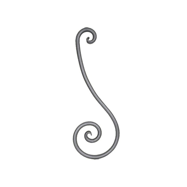 Volute grande taille isolée en rond ø25mm hauteur 780x280mm