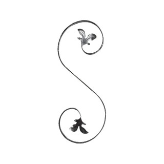 Volutes extrémités à feuilles gauche ou droite 400x150mm 12x6mm