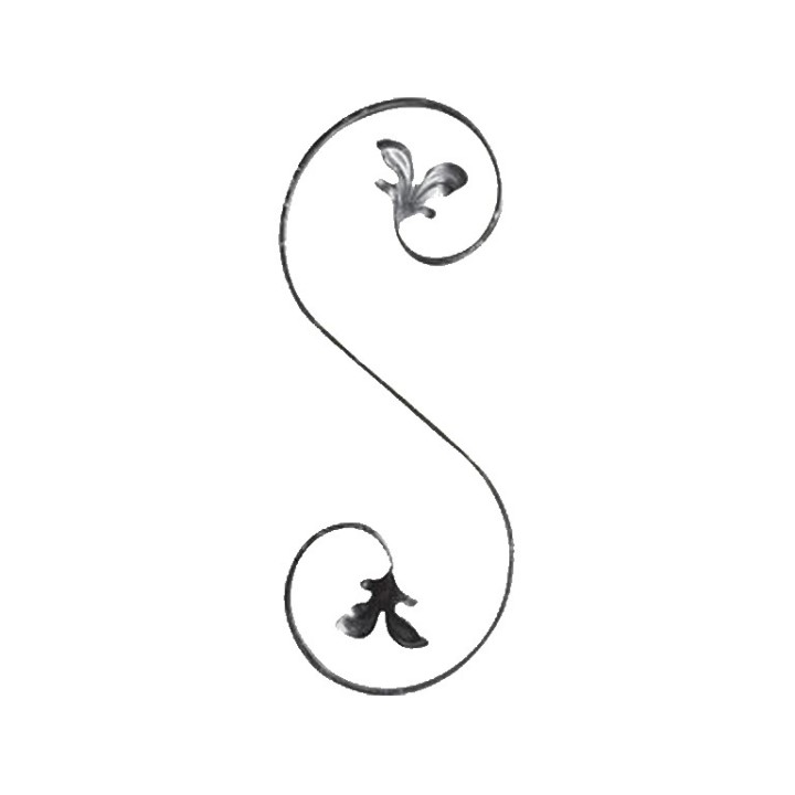 Volutes extrémités à feuilles gauche ou droite 400x150mm 12x6mm