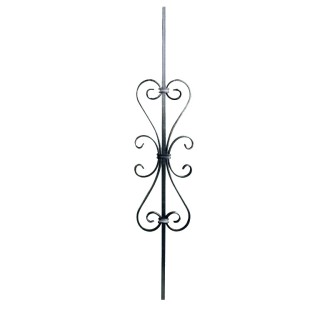 Balustre 900mm lisse 12x12mm avec quatre volutes 12x6mm