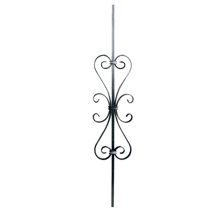 Balustre 900mm lisse 12x12mm avec quatre volutes 12x6mm