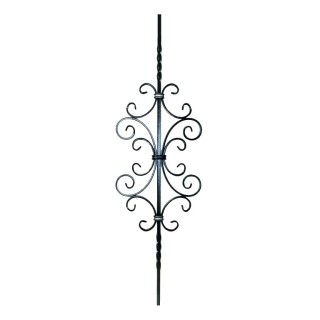 Balustre 900mm lisse 2 torsades 12x12mm avec 8 volutes 12x6mm