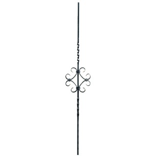 Balustre 900mm lisse 2 torsades 12x12mm avec 4 volutes 12x4mm