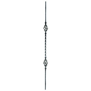 Balustre 900mm lisse 1 torsade 12x12mm avec 2 pignes décoratives