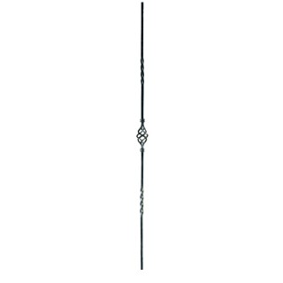 Balustre 900mm lisse 2 torsades 12x12mm avec 1 pigne décorative