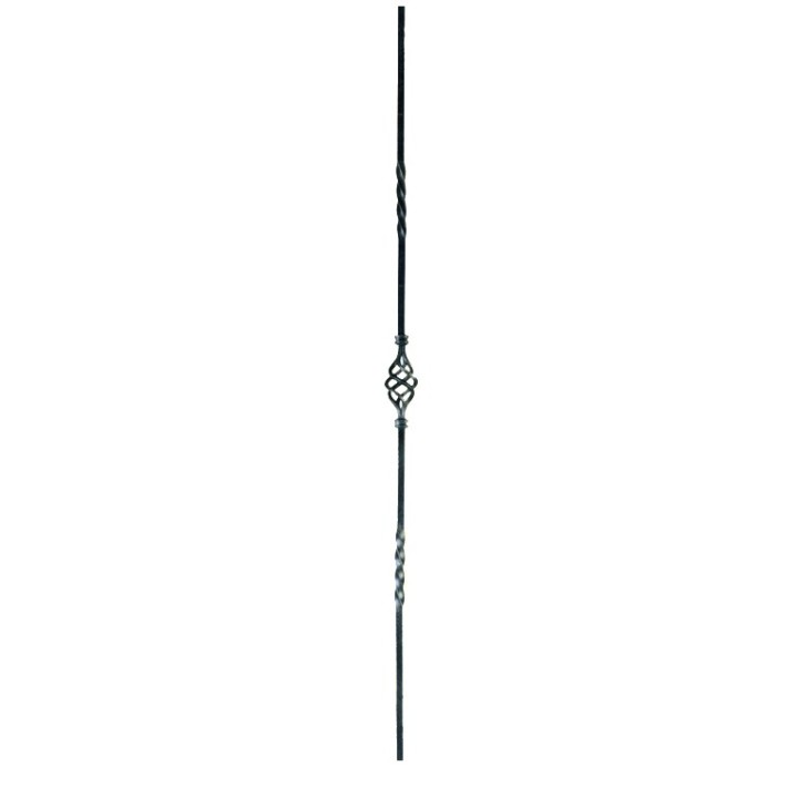 Balustre 900mm lisse 2 torsades 12x12mm avec 1 pigne décorative