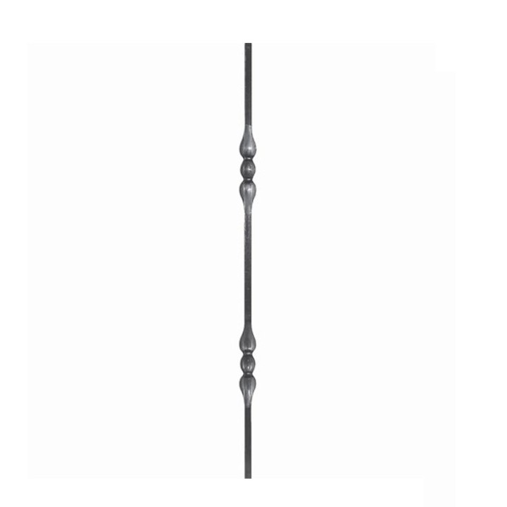 Balustre 900mm 14x14 lisse avec 2 motifs cuillères forgés à chaud