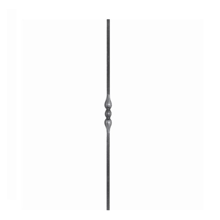 Balustre 900mm 14x14 lisse avec un motif cuillère forgé à chaud