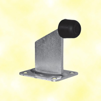 Bute arretoir sur platine en acier galvanis   fixer. Butoir caoutchouc