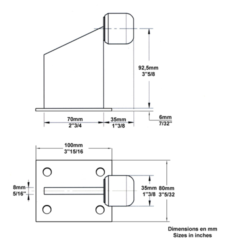 Arretoir butoir acier  fixer FN3490 Arrtoir Arrtoir acier FN3490