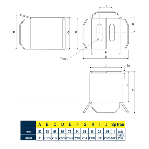 Arrtoir avaloir pour tube de 40x40mm de portail coulissant
