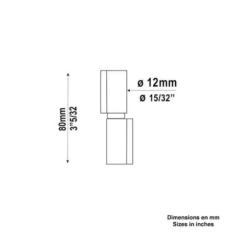Gond forg 20mm avec axe 12mm  souder paulements verticaux