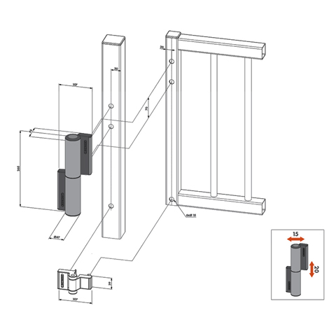 Charnire compacte et ferme portail compact