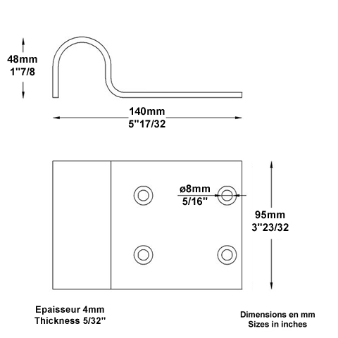 Sabot de portail  fixer - Bute de sol de 48mm