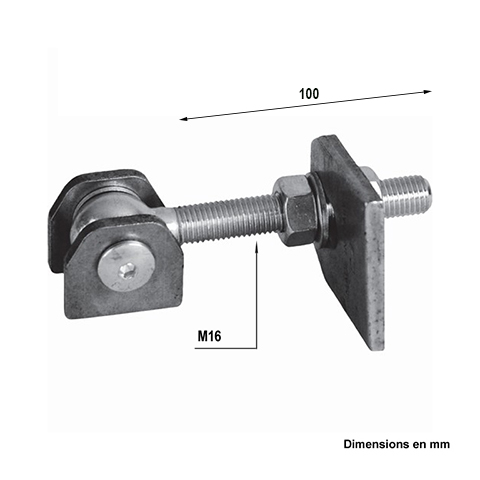 Gond charnire M16 rglable 2 dimensions  souder sur poteau et vantail
