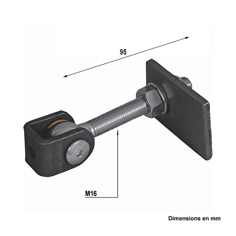 Gond charnire rglable M16  2 dimensions  souder sur poteau et vantail