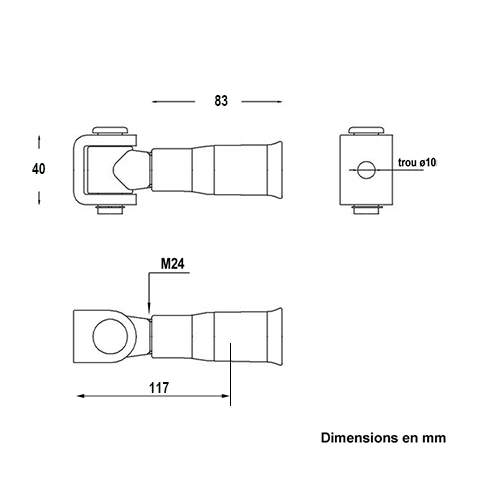 Gond charnire Gond rglable M24  sceller avec rglage horizontal