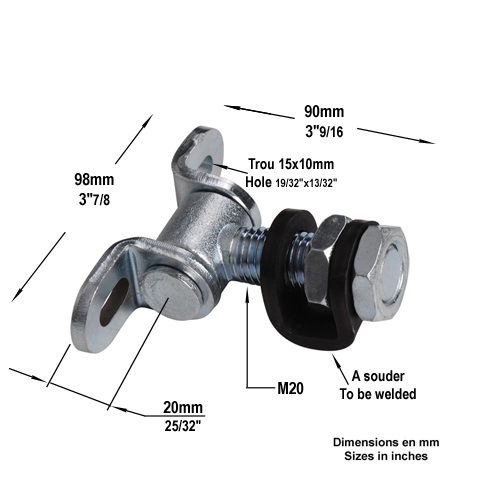 Gond  souder M20 rglable horizontal et vertical