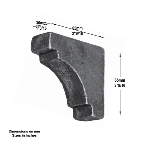 Renfort d'angle acier pour tube de 30x30mm  souder pour renforcer