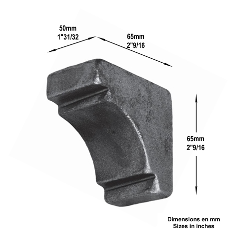 Renfort d'angle acier pour tube de 50x50mm  souder pour renforcer