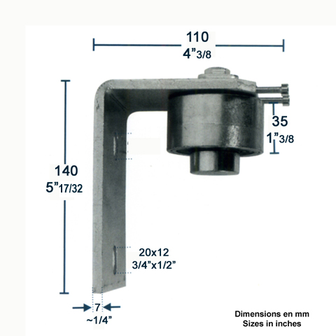 Pivot roulement haut 68mm 40x40mm sur querre rglage horizontal