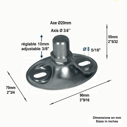 Jonction de crapaudine 40x40mm trou 12mm aluminium pour tube