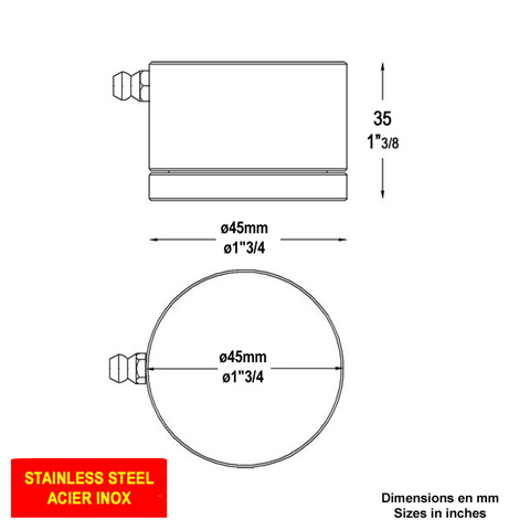 Pivot bas en INOX 45mm pour 30x30m